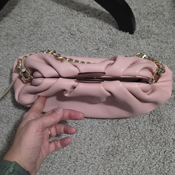 Michael Kors Small Nola Chain Clutch Shoulder Crossbody Bag Smokey Rose Pink - Picture 7 of 16